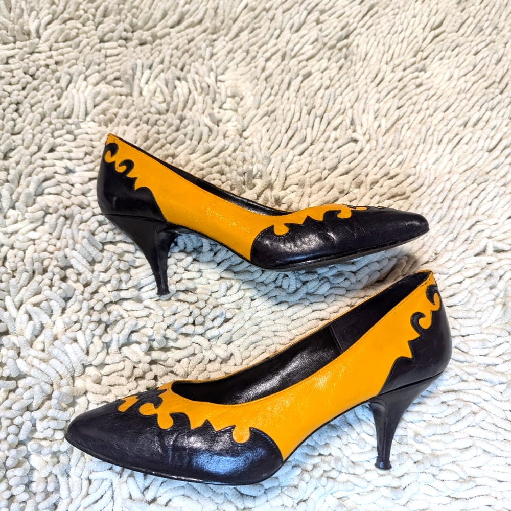 Prato yellow & black High Heel Shoes- size 6